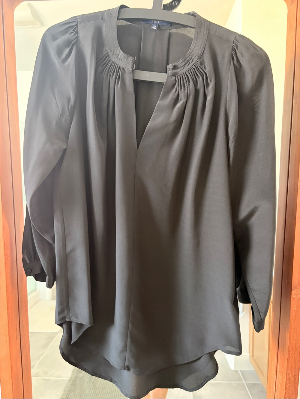 Madewell Black Split-Neck Long-Sleeve Blouse
